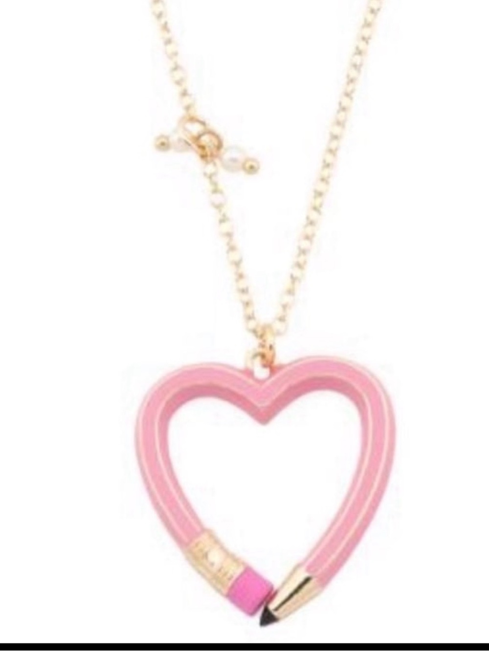 Betsey Johnson Pink Heart Pencil Pendant Necklace
